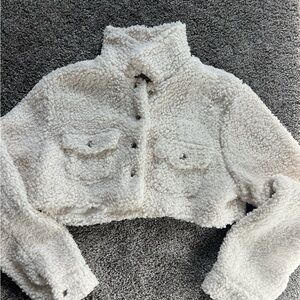 CUTE White Sherpa Jacket CROPPED